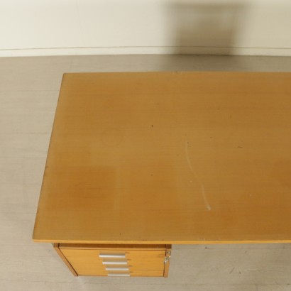 Schreibtisch, Schreibtisch mit Doppelschubladen, Anonymer Castelli Schreibtisch, Anonymer Castelli, 70er Schreibtisch, 80er Schreibtisch, 70er, 80er Schreibtisch, Mahagoni Schreibtisch, Vintage Schreibtisch, {* $ 0 $ *}