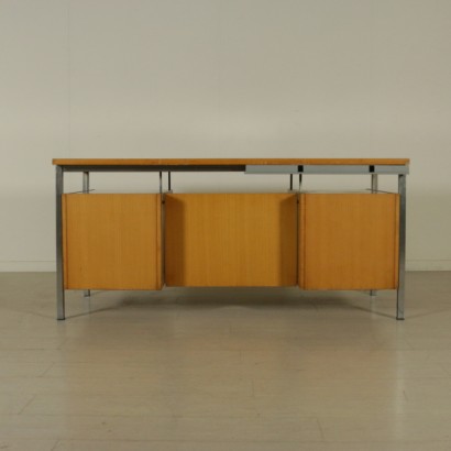 Schreibtisch, Schreibtisch mit Doppelschubladen, Anonymer Castelli Schreibtisch, Anonymer Castelli, 70er Schreibtisch, 80er Schreibtisch, 70er, 80er Schreibtisch, Mahagoni Schreibtisch, Vintage Schreibtisch, {* $ 0 $ *}