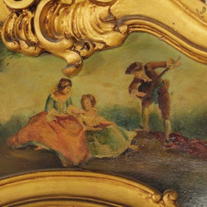 paravento, paravento antico, paravento antiquariato, paravento 900, paravento con specchi, paravento in stile barocchetto, stile barocchetto, paravento dorato, di mano in mano, anticonline
