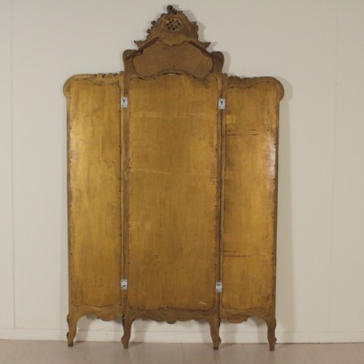 paravento, paravento antico, paravento antiquariato, paravento 900, paravento con specchi, paravento in stile barocchetto, stile barocchetto, paravento dorato, di mano in mano, anticonline