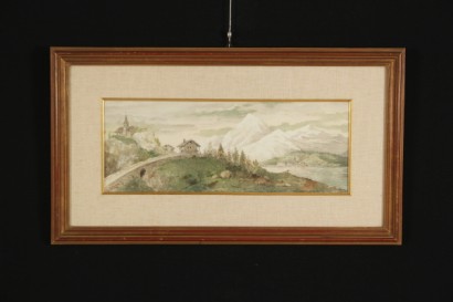 arte del novecento, arte del 900, Giovanni Campi, acquarelli di campi, acquarelli del nocecento, paesaggi montani, paesaggi montani ad acquarello,