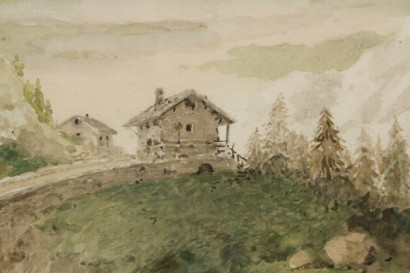 arte del novecento, arte del 900, Giovanni Campi, acquarelli di campi, acquarelli del nocecento, paesaggi montani, paesaggi montani ad acquarello,