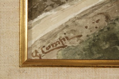arte del novecento, arte del 900, Giovanni Campi, acquarelli di campi, acquarelli del nocecento, paesaggi montani, paesaggi montani ad acquarello,