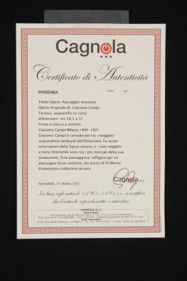 arte del novecento, arte del 900, Giovanni Campi, acquarelli di campi, acquarelli del nocecento, paesaggi montani, paesaggi montani ad acquarello,