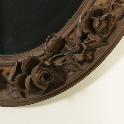 Carved wooden mirror-detail