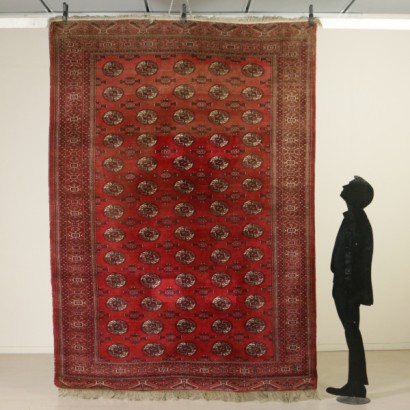 antigüedades, antigüedad, alfombra antigua, alfombra de Bukhara, alfombra de Turkmenistán, alfombra de los años 50, años 50, alfombra turcomana, {* $ 0 $ *}