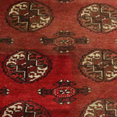 antigüedades, antigüedad, alfombra antigua, alfombra de Bukhara, alfombra de Turkmenistán, alfombra de los años 50, años 50, alfombra turcomana, {* $ 0 $ *}