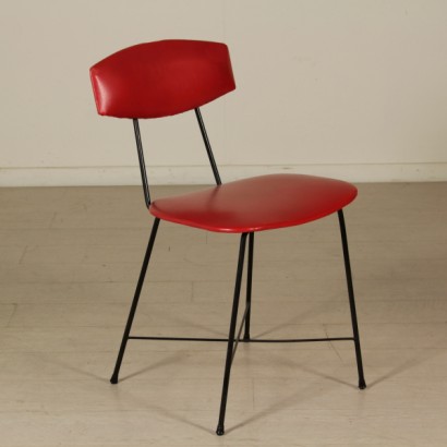 silla, silla de los años 50, silla de los 60, silla vintage, silla moderna, diseño italiano moderno, vintage italiano, {* $ 0 $ *}, anticonline, tapicería de cuero sintético, estructura de metal