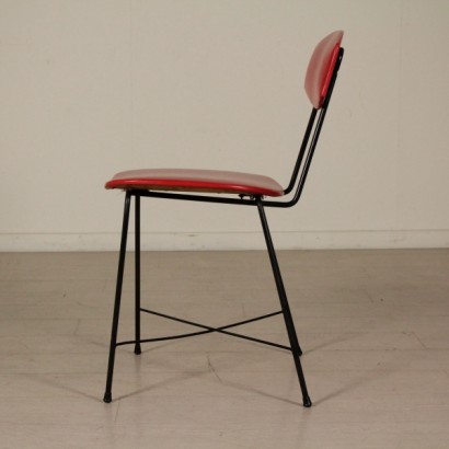 silla, silla de los años 50, silla de los 60, silla vintage, silla moderna, diseño italiano moderno, vintage italiano, {* $ 0 $ *}, anticonline, tapicería de cuero sintético, estructura de metal
