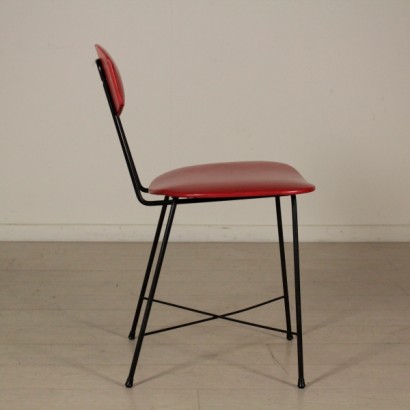 silla, silla de los años 50, silla de los 60, silla vintage, silla moderna, diseño italiano moderno, vintage italiano, {* $ 0 $ *}, anticonline, tapicería de cuero sintético, estructura de metal