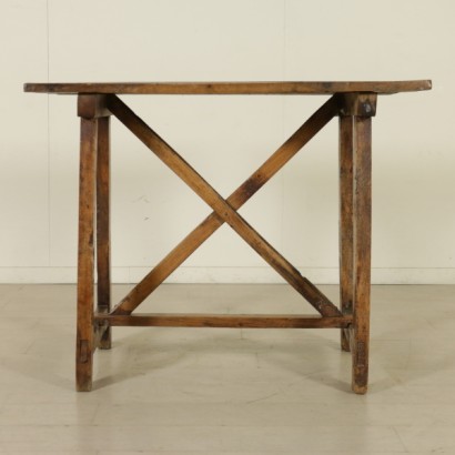 tavolino, tavolino fratino, tavolino in noce, tavolino fratino in noce, tavolino gambe a cavalletto, gambe a cavalletto, di mano in mano, anticonline, tavolino antico, tavolino antiquariato