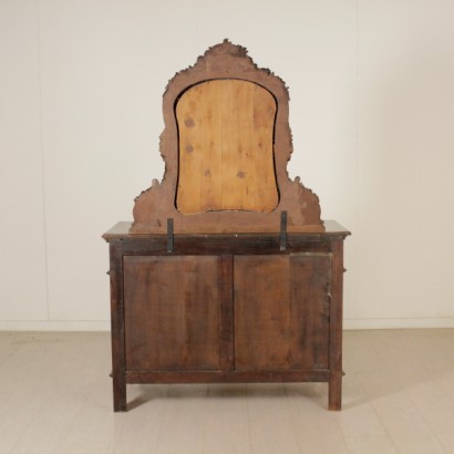 credenza, credenza con specchio, credenza 900, credenza con specchio 900, credenza antica, credenza antiquariato, credenza stile barocchetto, credenza in stile barocchetto, credenza in noce, specchio bisellato, di mano in mano, anticonline