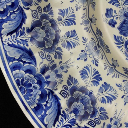delft plate, delft plate, large plate, large ceramic plate, large delft ceramic plate, antique plate, antique plate, ceramic plate, delft ceramic, glazed ceramic, monochrome decoration, plate 900, plate second half 900
