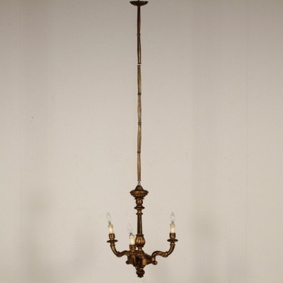 lampadario, lampadario in legno, lampadario 900, lampadario in legno dorato, lampadario dorato, lampadario tre bracci, lampadario a tre bracci, di mano in mano