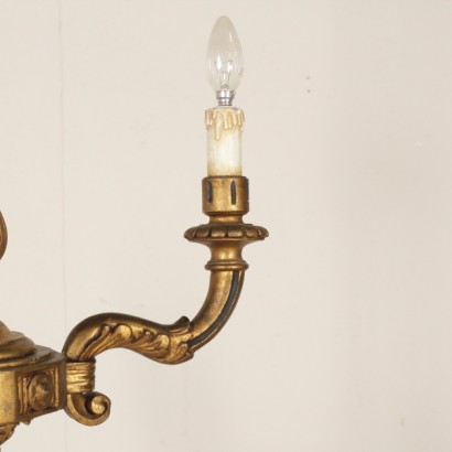 lampadario, lampadario in legno, lampadario 900, lampadario in legno dorato, lampadario dorato, lampadario tre bracci, lampadario a tre bracci, di mano in mano