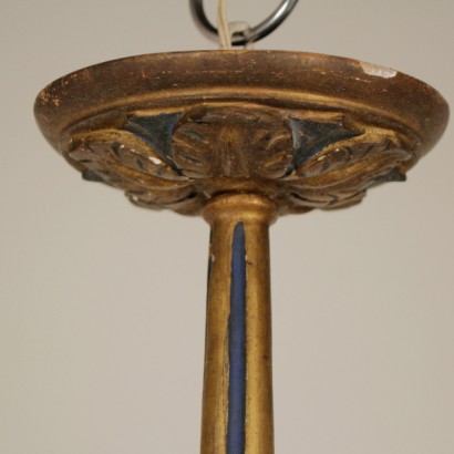 lampadario, lampadario in legno, lampadario 900, lampadario in legno dorato, lampadario dorato, lampadario tre bracci, lampadario a tre bracci, di mano in mano