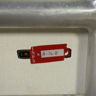 {* $ 0 $ *}, Bank, 60er Bank, 60er, Vintage Bank, moderne Antiquitätenbank, Holzbank, Resopalbank, Aluminiumgestell, Aluminiumbank, Resopalbank