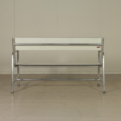 {* $ 0 $ *}, Bank, 60er Bank, 60er, Vintage Bank, moderne Antiquitätenbank, Holzbank, Resopalbank, Aluminiumgestell, Aluminiumbank, Resopalbank