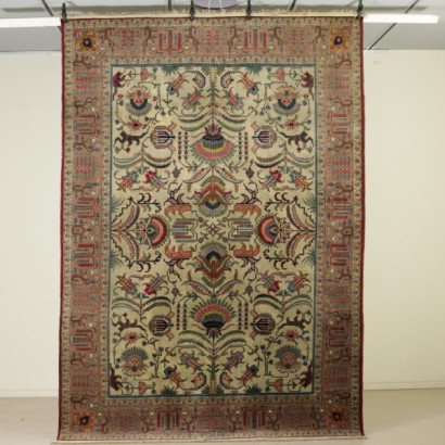 Antik, Teppiche, antike Teppiche, antike Teppiche, Täbris, Iran, Baumwollteppich, Wollteppich, feiner Knotenteppich, 60er-70er Teppich