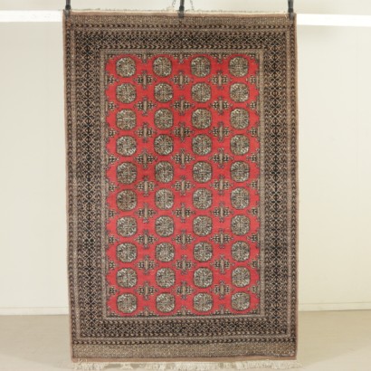 Antik, Teppiche, antike Teppiche, antike Teppiche, Buchara, Pakistan, Baumwollteppich, Wollteppich, mittlerer Knotenteppich, 90er Jahre Teppich