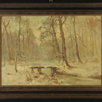 Den verschneiten winterwald