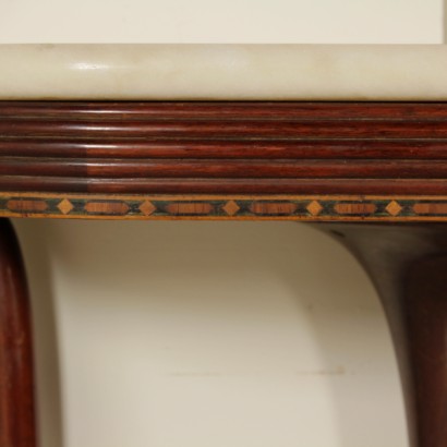 {* $ 0 $ *}, Konsolentisch aus den 50er, 50er Jahren, Vintage Konsole, moderne Konsole, Design Konsole, Wandkonsole, Mahagoni Konsole, Marmor Top Konsole, moderne Möbel, Vintage Möbel, moderne Möbel
