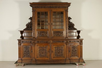 sideboard with showcase, big sideboard, big sideboard with showcase, sideboard with showcase in neo-renaissance style, sideboard with showcase 900, sideboard 900, # {* $ 0 $ *}, #credenzaaconvetrina, #grandecredenza, #grandecredenzaconvetrina, #convetrinastilene cupboard # credenza900, #vetrina sideboard900