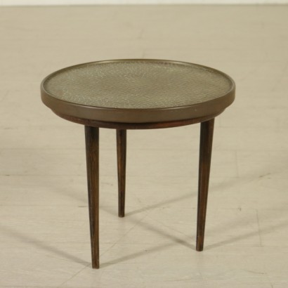 di mano in mano, tavolino anni 50, tavolino vintage, tavolino di modernariato, tavolino piccolo, tavolino in ottone, tavolino ricoperto