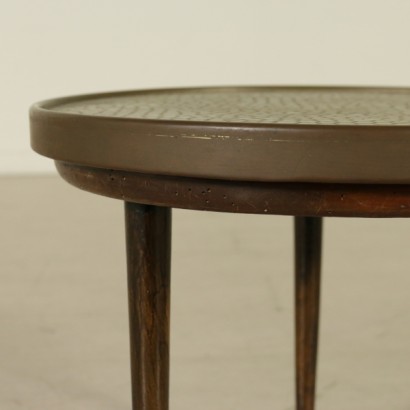di mano in mano, tavolino anni 50, tavolino vintage, tavolino di modernariato, tavolino piccolo, tavolino in ottone, tavolino ricoperto