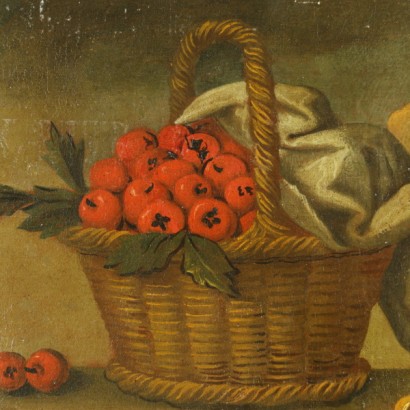 Stillleben mit obst, gemüse, musikalisches instrument, in gestalt und architektur