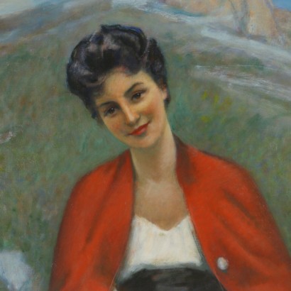 Ritratto femminile di Aldo Carpi - particolare