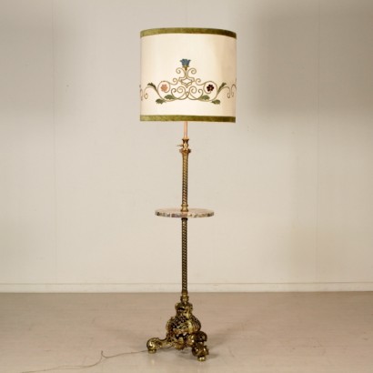 di mano in mano, lampada in bronzo, lampada con trafori, lampada con ripiano, lampada paralume in stoffa, lampada antica, lampada vintage, lampada antiquariato, lampada italiana, lampada 900, lampada marmo