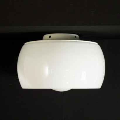 {* $ 0 $ *}, lámpara de techo, lámpara de metal lacado, lámpara de vidrio opal, lámpara antigua moderna, lámpara italiana, lámpara artemide, lámpara omega, lámpara de diseño, vico magistretti, lámpara de los 60, lámpara de los 70