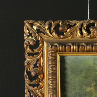 Paesaggio boschivo con pastorella - cornice