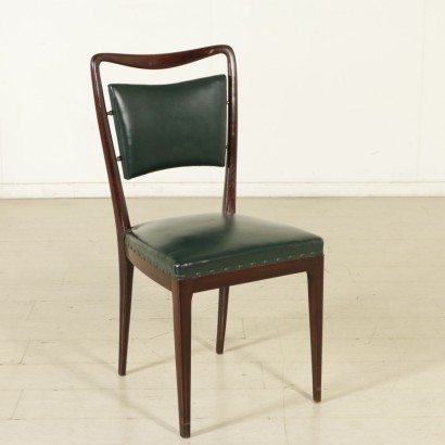 {* $ 0 $ *}, 50er-Jahre-Stühle, 50er-Jahre, Stuhlgruppe, Stühle aus gebeizter Buche, Kunstlederstühle, moderne antike Stühle, Vintage-Stühle, Kunstpaläste-Stühle, italienische Vintage, Designer-Stühle