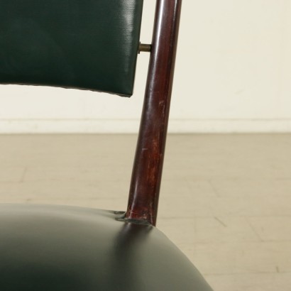 {* $ 0 $ *}, 50er-Jahre-Stühle, 50er-Jahre, Stuhlgruppe, Stühle aus gebeizter Buche, Kunstlederstühle, moderne antike Stühle, Vintage-Stühle, Kunstpaläste-Stühle, italienische Vintage, Designer-Stühle