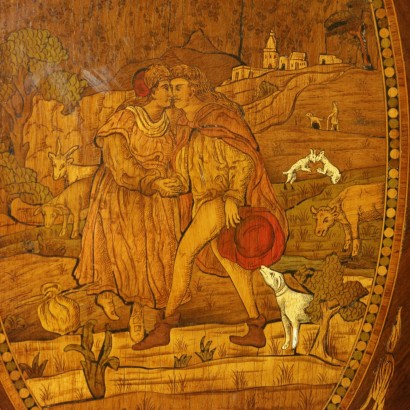 di mano in mano, armadio con cassetti, armadio intarsiato, armadio decorato, armadio motivi fogliacei, armadio con riserve, armadio antico, armadio antiquariato, armadio italia, armadio in noce, armadio palissandro, armadio assenze varie, armadio 900, armadio novecento
