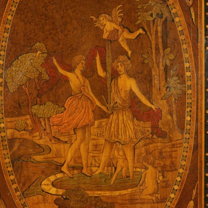 di mano in mano, armadio con cassetti, armadio intarsiato, armadio decorato, armadio motivi fogliacei, armadio con riserve, armadio antico, armadio antiquariato, armadio italia, armadio in noce, armadio palissandro, armadio assenze varie, armadio 900, armadio novecento