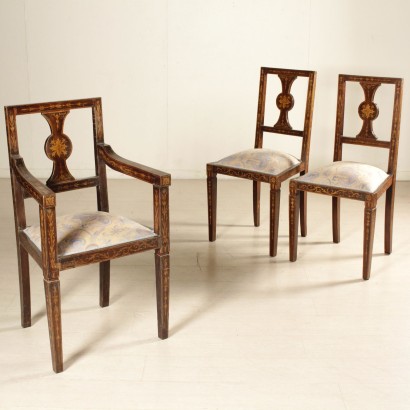 {* $ 0 $ *}, gepolsterte Stühle, offene Stühle, eingelegte Stühle, antike Stühle, antike Stühle, italienische Stühle, Walnussstühle, 900 Stühle, Stühle des 20. Jahrhunderts, Stühle aus Palisander, Stühle mit verschiedenen Essenzen