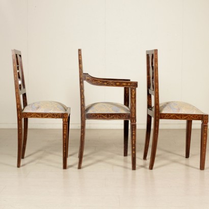 {* $ 0 $ *}, gepolsterte Stühle, offene Stühle, eingelegte Stühle, antike Stühle, antike Stühle, italienische Stühle, Walnussstühle, 900 Stühle, Stühle des 20. Jahrhunderts, Stühle aus Palisander, Stühle mit verschiedenen Essenzen