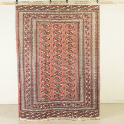 {* $ 0 $ *}, Bokara-Teppich, Bokara-Pakistan-Teppich, Orientteppich, Antiker Teppich, Antiker Teppich, Teppich des 20. Jahrhunderts, Woll- und Baumwollteppich, Pakistanischer Teppich