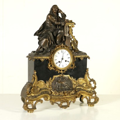 {* $ 0 $ *}, table clock, black marble clock, antique clock, antique clock, 800 clock, late 1800 clock, 900 clock, early 900 clock, French clock, France clock
