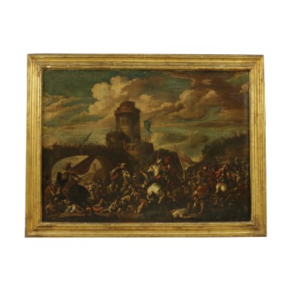 Scena di battaglia con torre e ponte