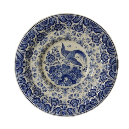 delft plate, delft plate, large plate, large ceramic plate, large delft ceramic plate, antique plate, antique plate, ceramic plate, delft ceramic, glazed ceramic, monochrome decoration, plate 900, plate second half 900