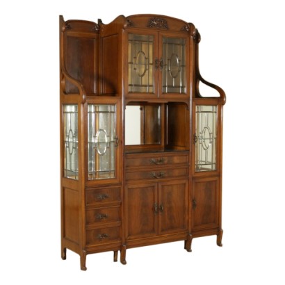 di mano in mano, credenza liberty, credenza 900, credenza in mogano, credenza primi 900, credenza inizio 900, credenza tre corpi, credenza con vetri artistici, vetri artistici, credenza antica, credenza antiquariato