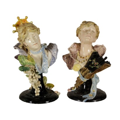 Pair of female busts