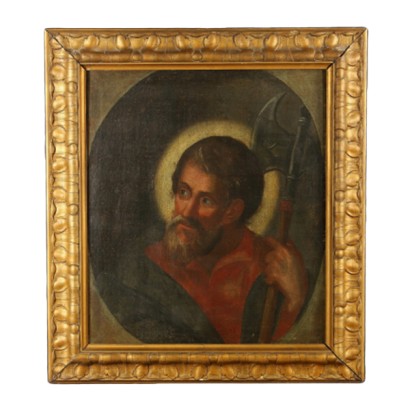 Portrait de Saint qui manie une hallebarde