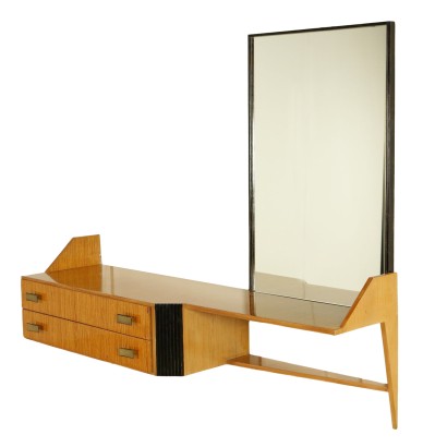 {* $ 0 $ *}, toilette années 50-60, toilette années 50, toilette années 60, toilette miroir, toilette miroir années 60, toilette miroir années 50, toilette décorée, dessus en verre, toilette dessus en verre