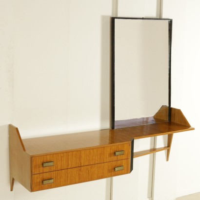 {* $ 0 $ *}, toilette années 50-60, toilette années 50, toilette années 60, toilette miroir, toilette miroir années 60, toilette miroir années 50, toilette décorée, dessus en verre, toilette dessus en verre