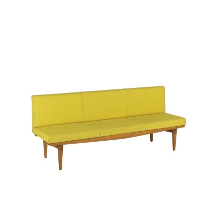 di mano in mano, divano anni 50, anni 50, divano vintage, vintage anni 50, seduta vintage, seduta di modernariato, divano in faggio, divano giallo, divano di modernariato